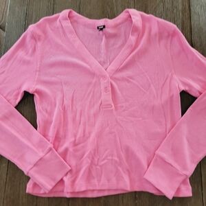 Monrow Waffle Knit Long Sleeve Top M